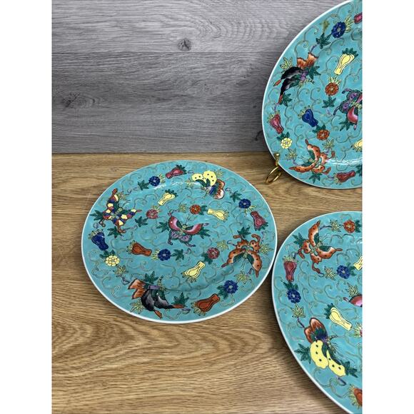 Chinoiserie Jingdezhen Zhongguo Asian Butterfly Plates 9.25”-set Of 4 - Picture 5 of 10
